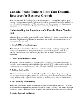 Canada Phone Number List: Your Essential Resource for Business Growth