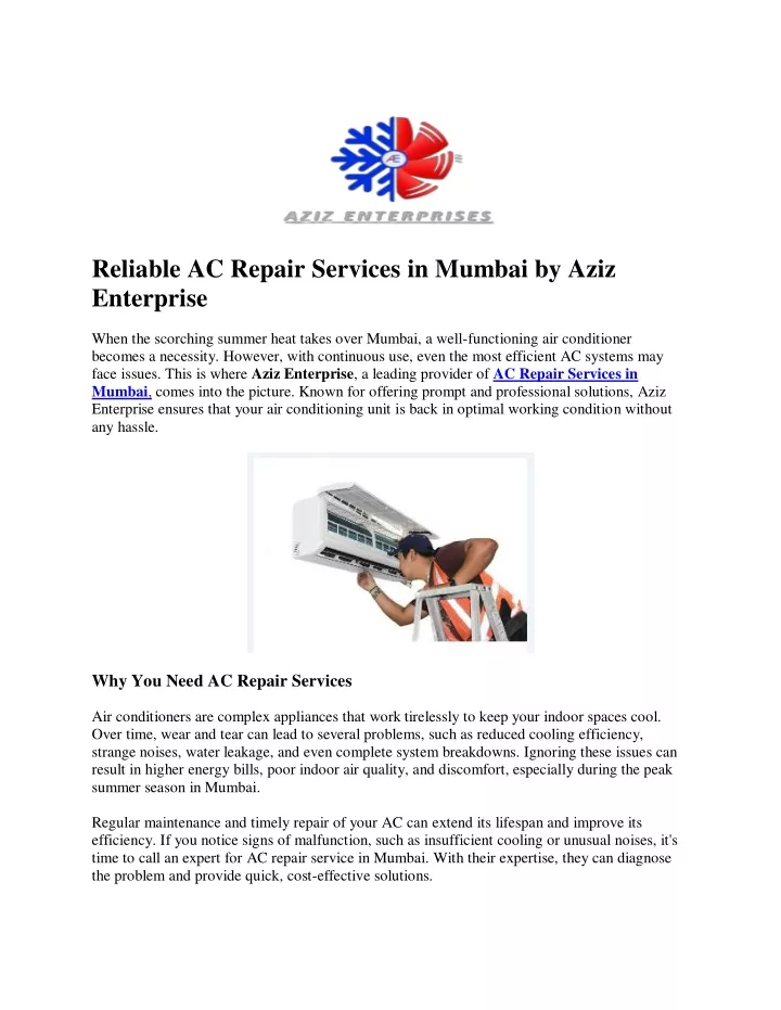 reliable ac repair services in mumbai by aziz