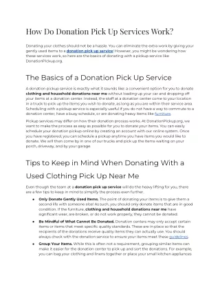 How Do Donation Pick Up Services Work