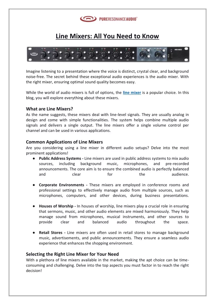 line mixers all you need to know