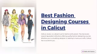 Advanced Fashion Designing Course in Calicut.