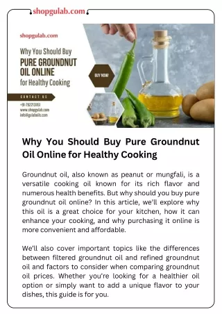 Why You Should Buy Pure Groundnut Oil Online for Healthy Cooking