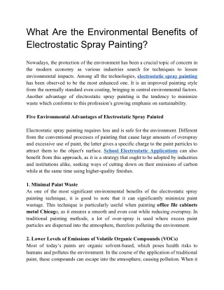 What Are the Environmental Benefits of Electrostatic Spray Painting_