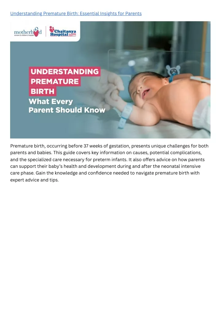 understanding premature birth essential insights