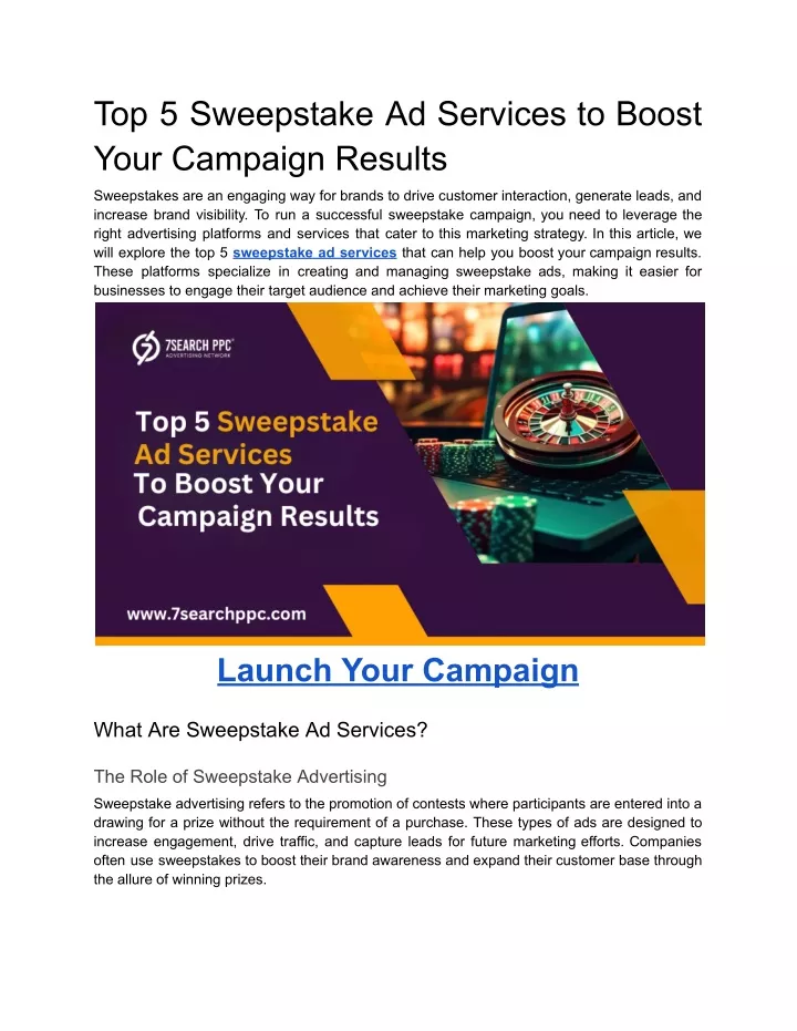 top 5 sweepstake ad services to boost your