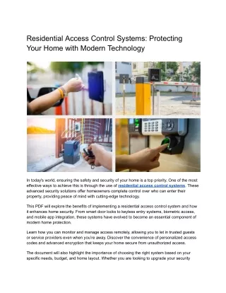 Residential Access Control Systems_ Protecting Your Home with Modern Technology