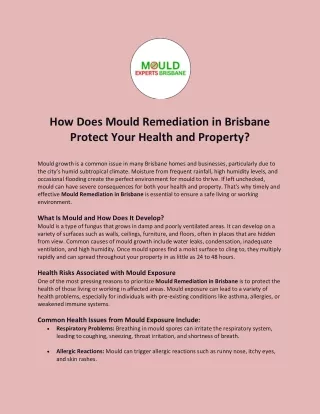 How Does Mould Remediation in Brisbane Protect Your Health and Property?