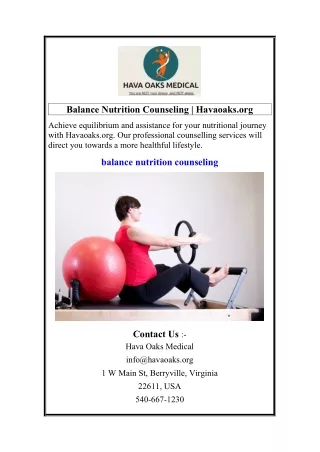 Balance Nutrition Counseling  Havaoaks.org