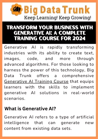 Transform Your Business with Generative AI A Complete Training Course for 2024