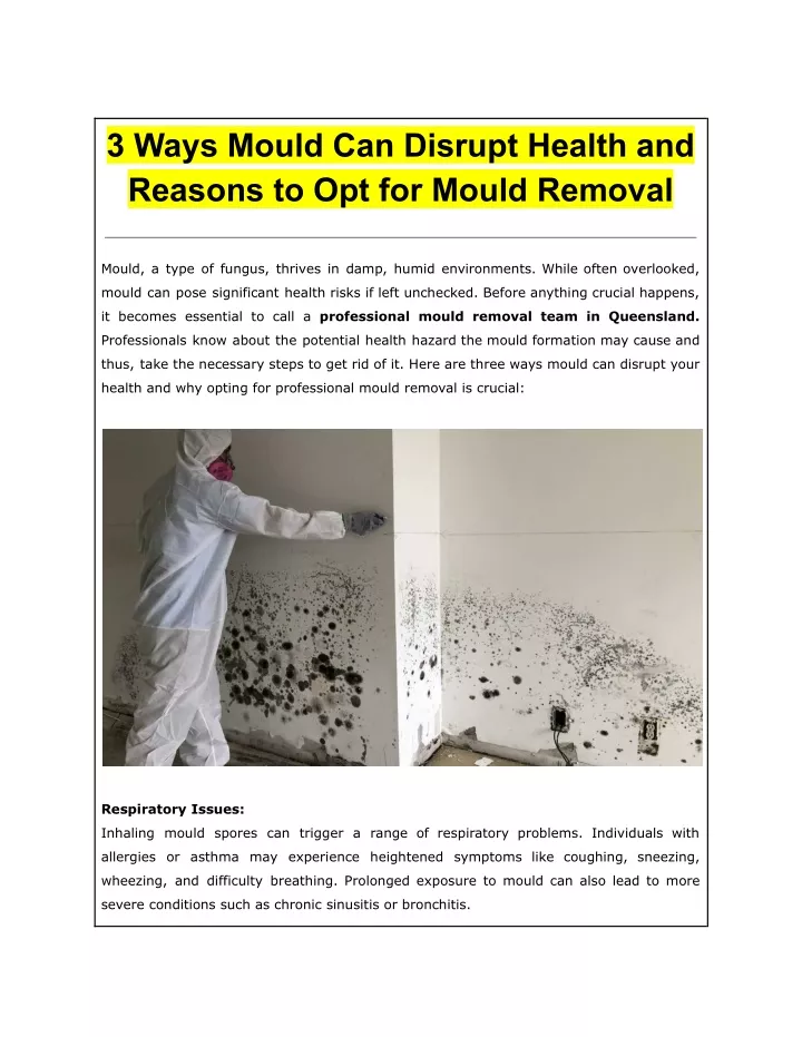 3 ways mould can disrupt health and reasons