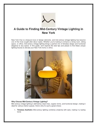 Mid-Century Vintage Lighting in New York