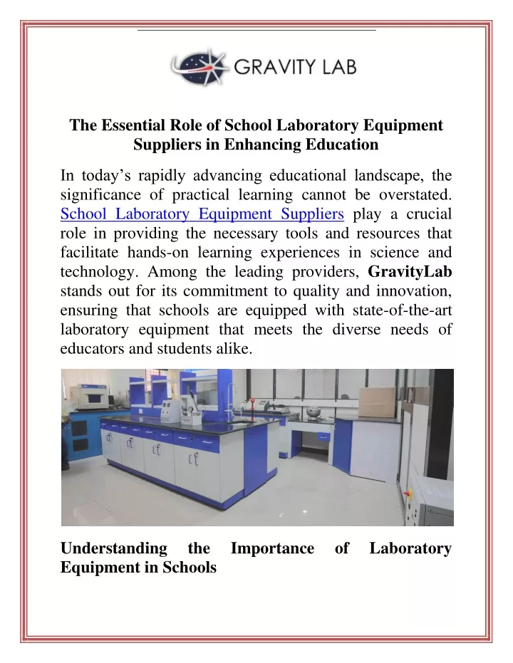 the essential role of school laboratory equipment