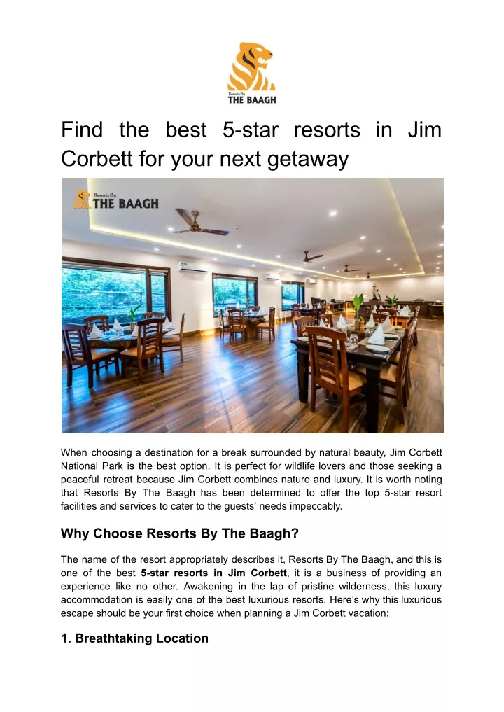 find the best 5 star resorts in jim corbett