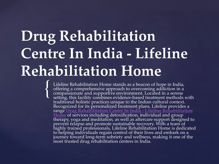 drug rehabilitation centre in india lifeline rehabilitation home