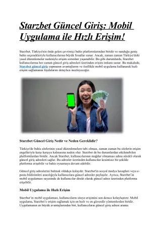 starzbet g ncel giri mobil uygulama