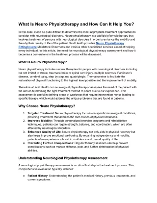 What Is Neuro Physiotherapy and How Can It Help You?
