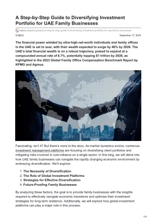 A Step-by-Step Guide to Diversifying Investment Portfolio for UAE Family Businesses