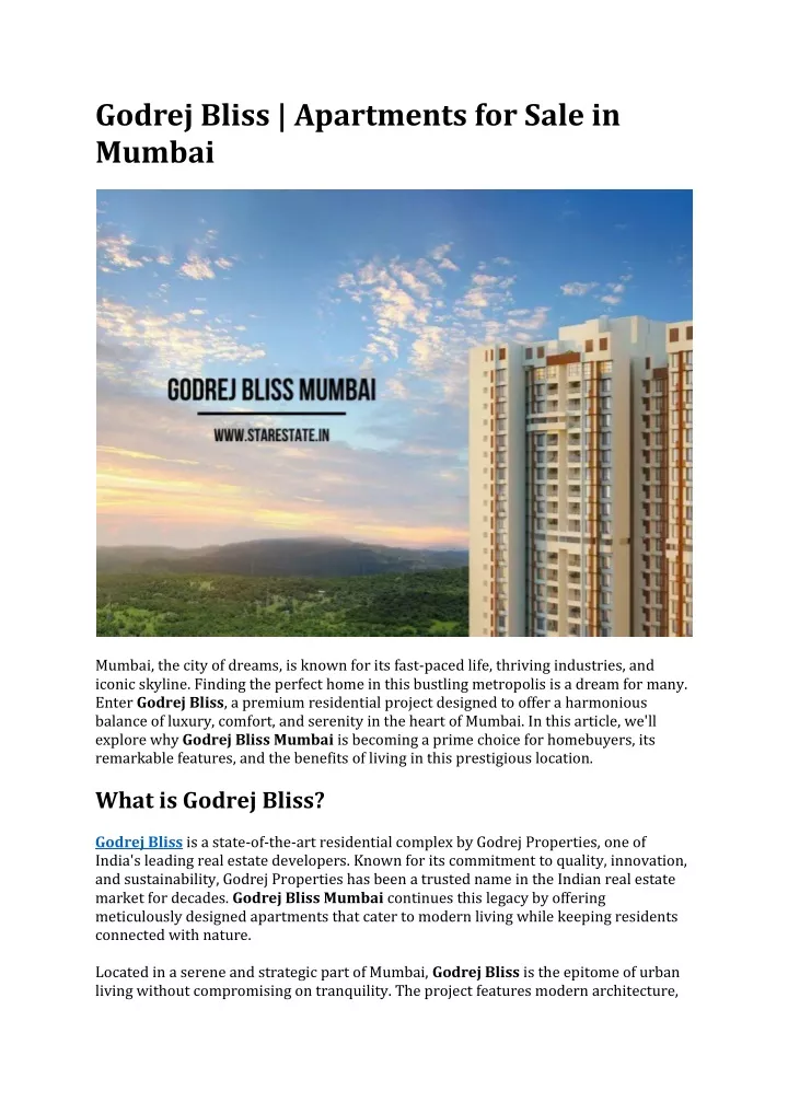 godrej bliss apartments for sale in mumbai