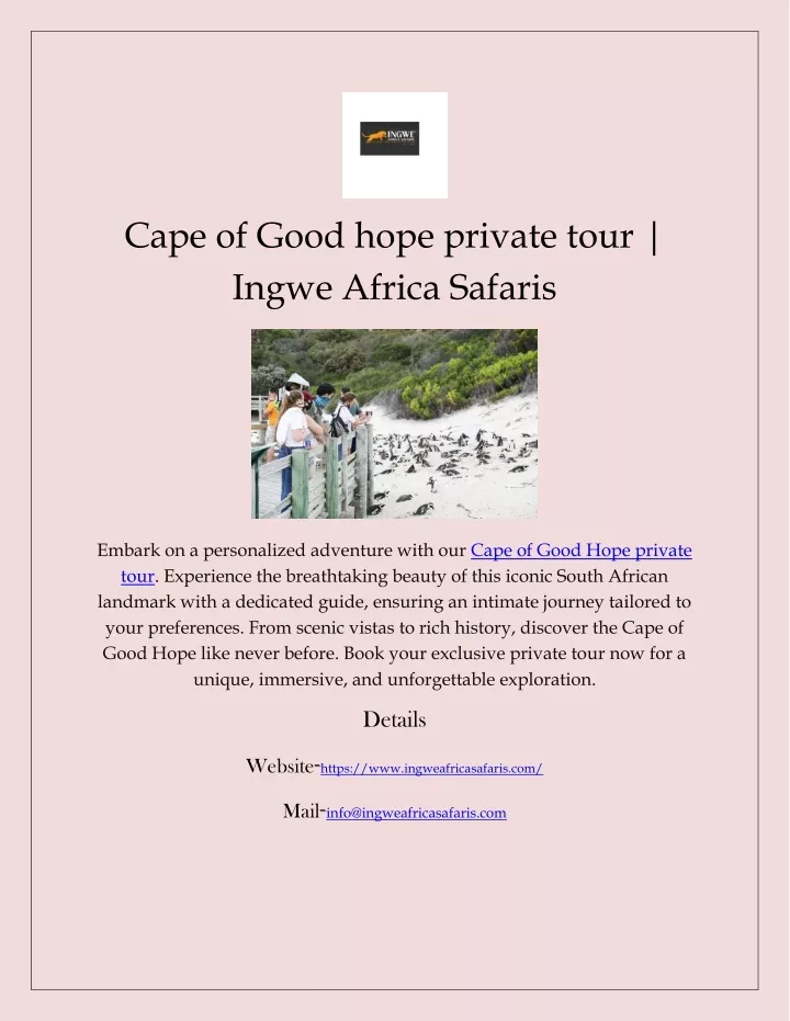 cape of good hope private tour ingwe africa