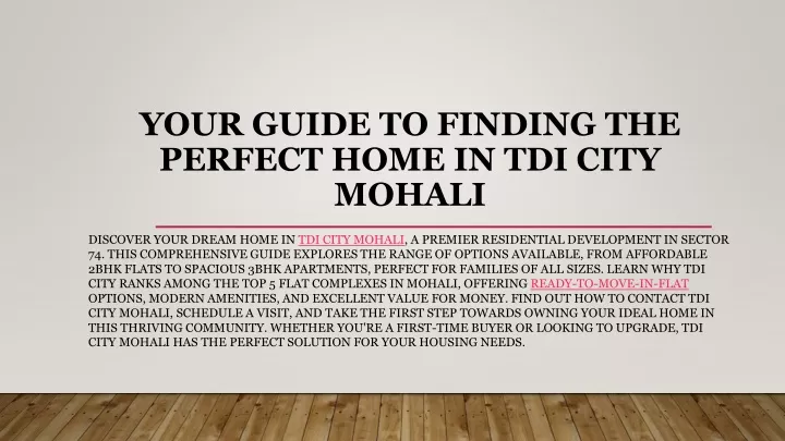 your guide to finding the perfect home in tdi city mohali