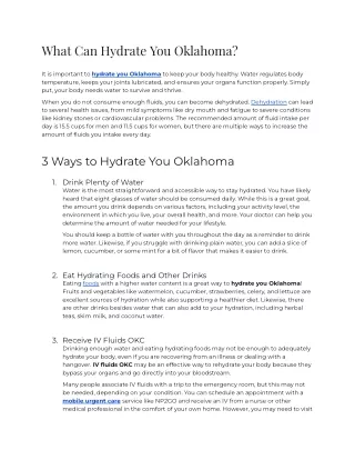 What Can Hydrate You Oklahoma