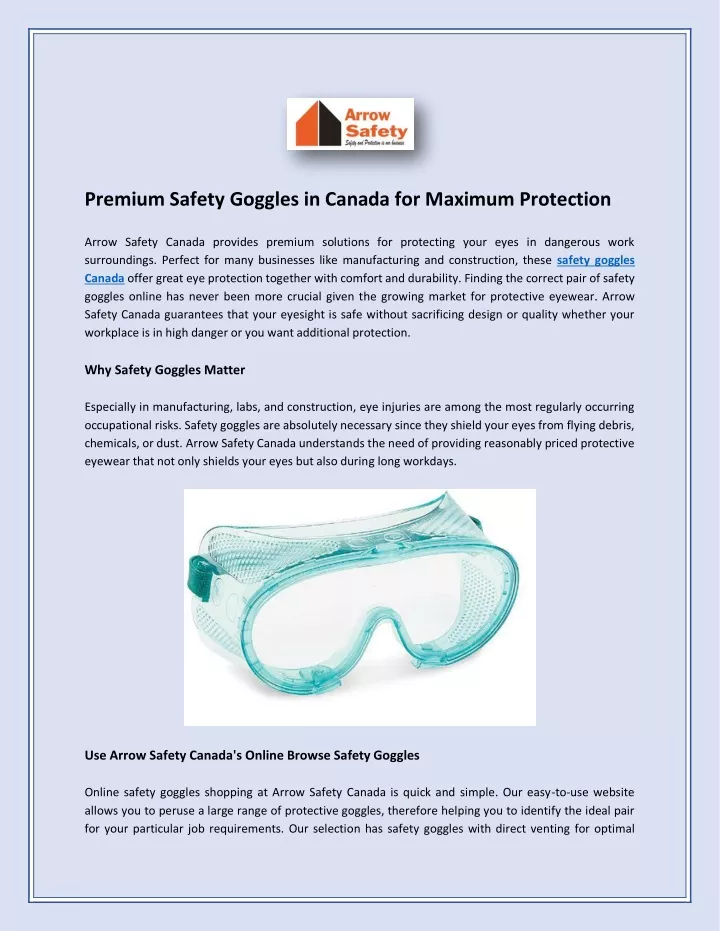 premium safety goggles in canada for maximum