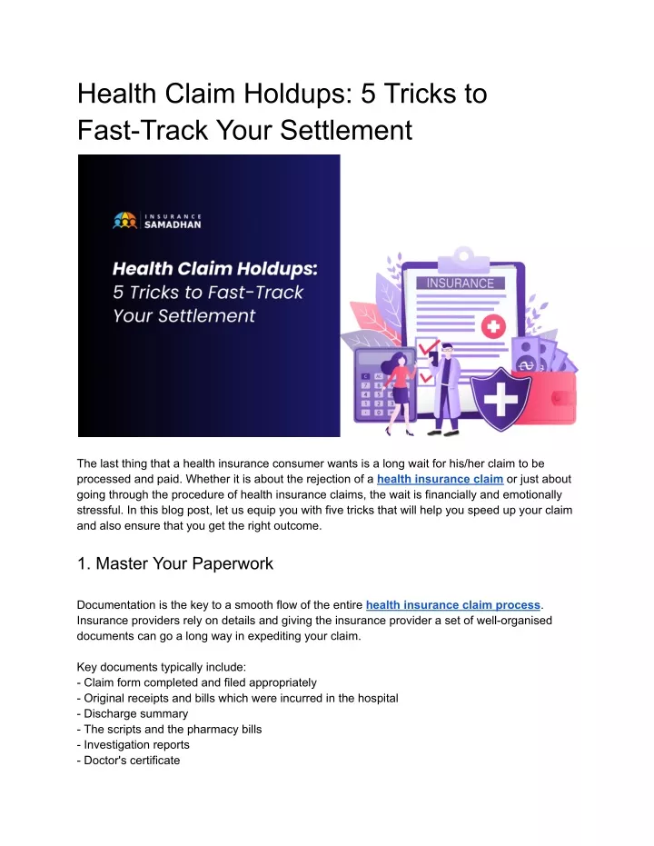 health claim holdups 5 tricks to fast track your