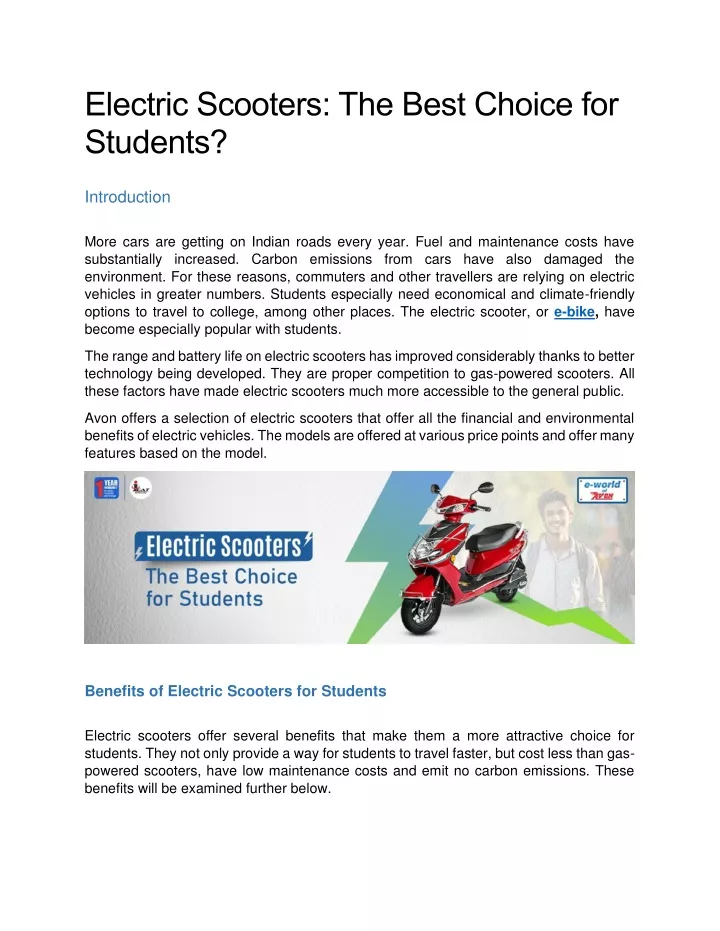 electric scooters the best choice for students