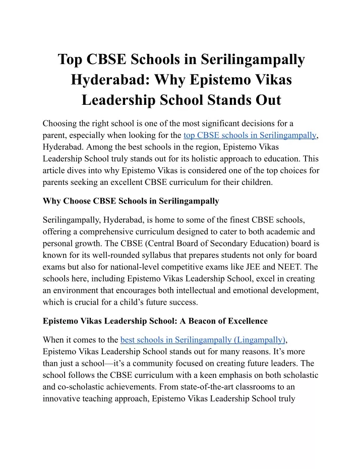 top cbse schools in serilingampally hyderabad