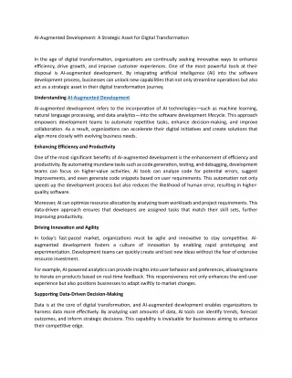 ai augmented development a strategic asset