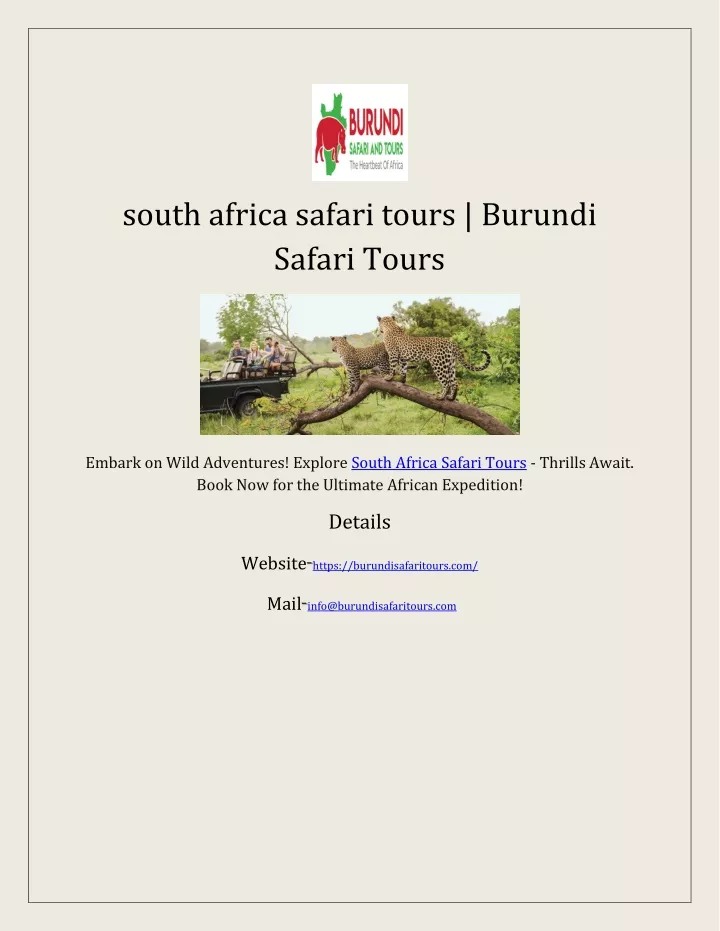 south africa safari tours burundi safari tours