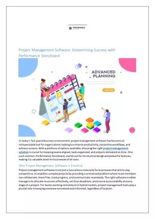 Project Management Software: Streamlining Success with Performance Storyboard