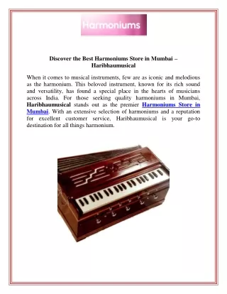 Discover the Best Harmoniums Store in Mumbai  Haribhaumusical