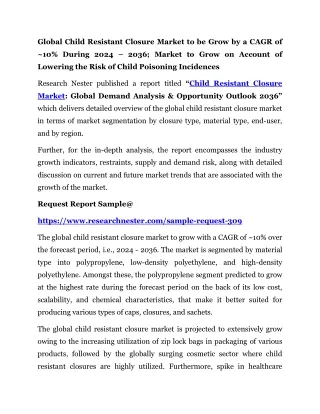 global child resistant closure market to be grow