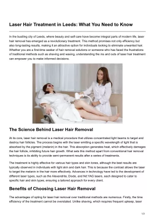 Laser Hair Treatment in Leeds What You Need to Know