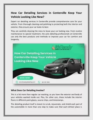 How Car Detailing Services in Centerville Keep Your Vehicle Looking Like New