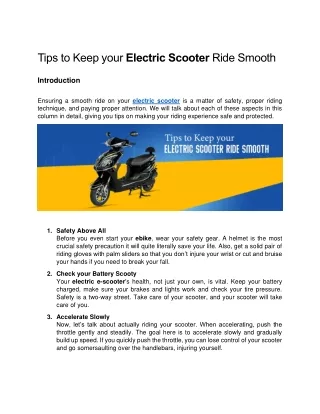 Tips for a Smooth Ride on an E-Scooter