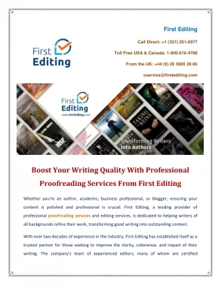 Boost Your Writing Quality With Professional Proofreading Services From First Editing