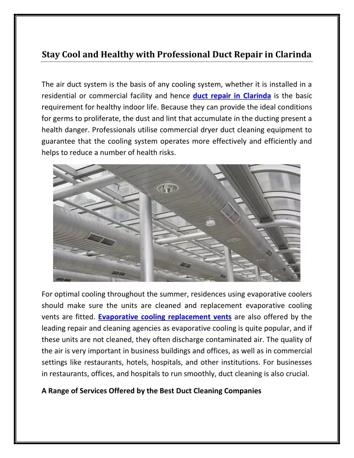 stay cool and healthy with professional duct