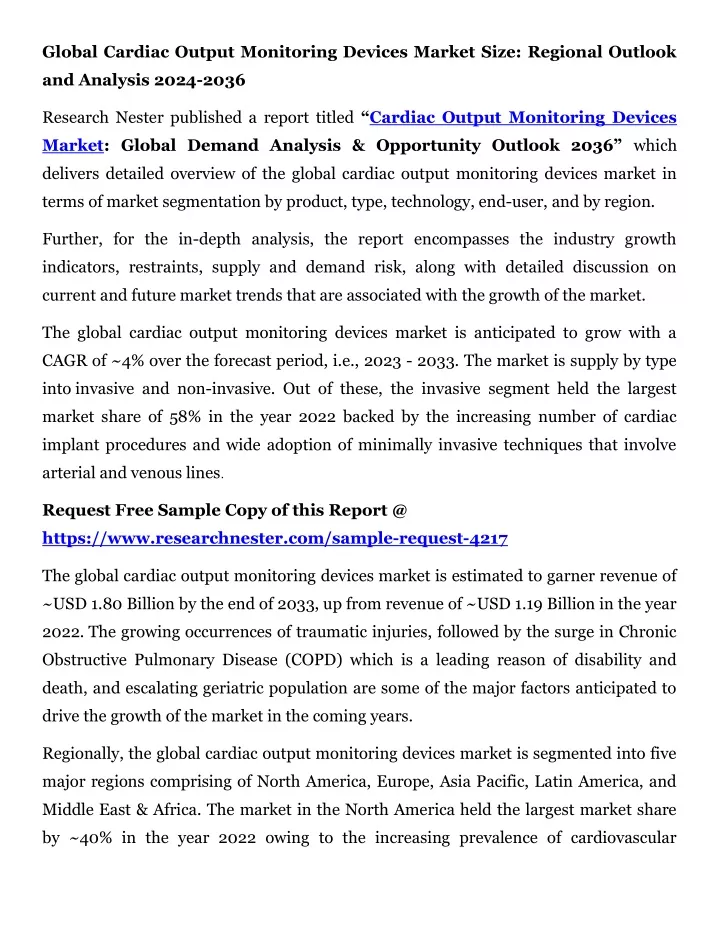 global cardiac output monitoring devices market