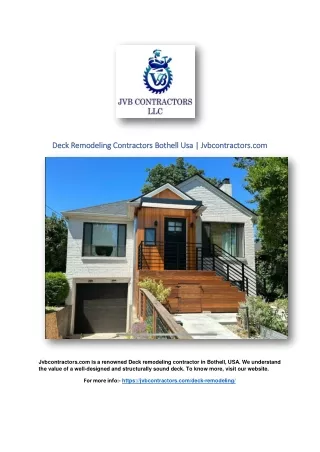 Deck Remodeling Contractors Bothell Usa | Jvbcontractors.com