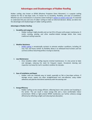 advantages and disadvantages of rubber roofing