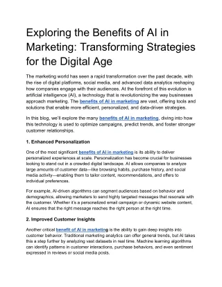 exploring the benefits of ai in marketing