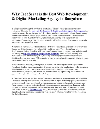 why techsaraz is the best web development digital