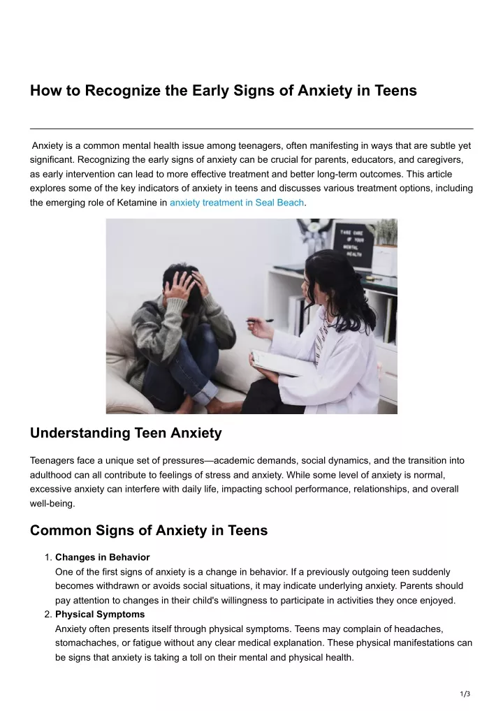 how to recognize the early signs of anxiety