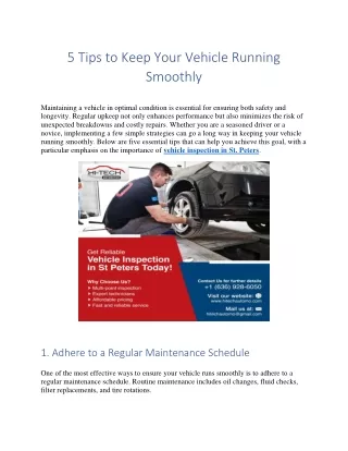5 tips to keep your vehicle running smoothly