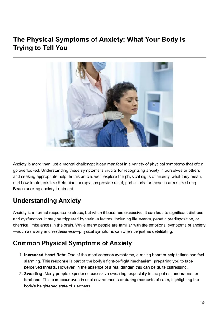 the physical symptoms of anxiety what your body