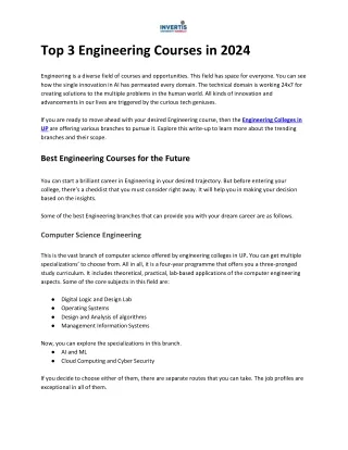 Top 3 Engineering Courses in 2024