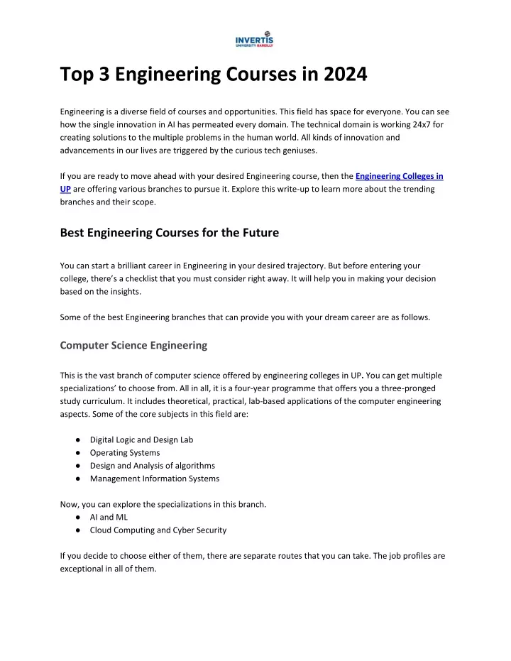 top 3 engineering courses in 2024