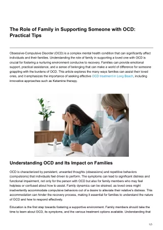 The Role of Family in Supporting Someone with OCD Practical Tips